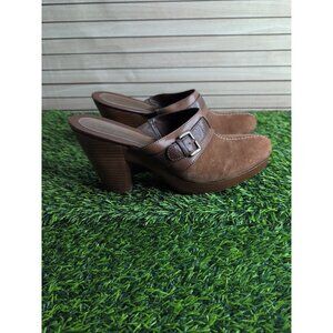 Cole Haan D25451 Brown Suede Buckle Slides Clogs Mules Womens Size 9.5 B Shoes